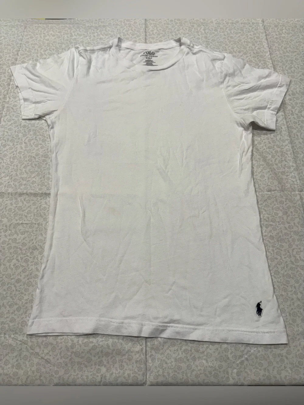 Polo Ralph Lauren White Slim Fit Logo Cotton Knit Crew Neck Tee Shirt Mens S